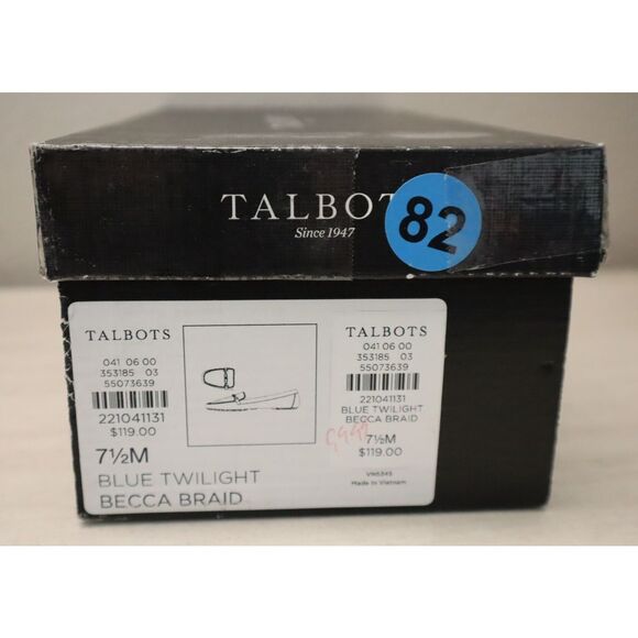 Talbots Women Sz 7.5M Blue Twilight Becca Braid Soft Pebbled Leather Flats - Picture 14 of 14